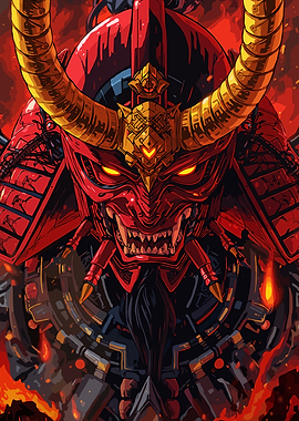 Fiery Samurai Warrior Illustration
