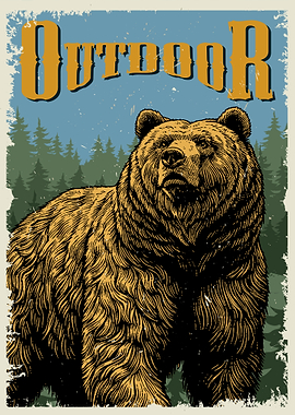 Outdoor Bear Vintage Poster