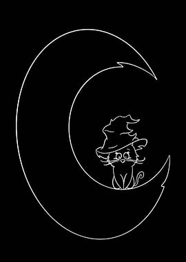 Cat Witch on the Moon