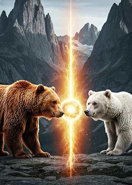 Brown Bear Polar Bear Standoff