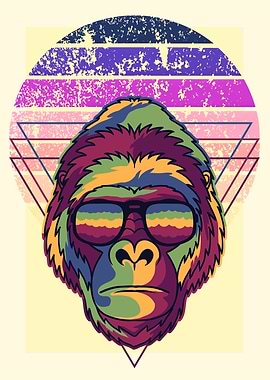 Cool Gorilla with Sunglasses Retro Art