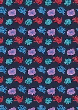 Coral Reef Pattern on Dark Background