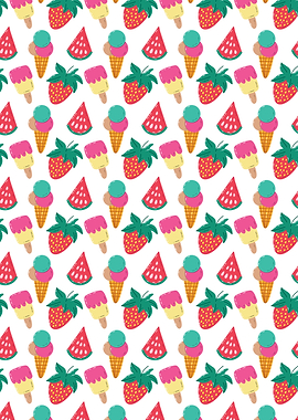Summer Fruits and Ice Cream Pattern