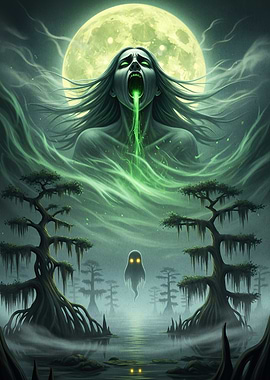 Swamp Ghost Glowing Moon