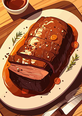 Roast Beef with Gravy Illustration