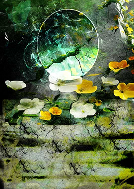 green moon Floral Abstract