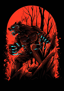 Werewolf in the Woods Illustration