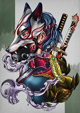 Fox Mask Warrior with Katana