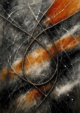 Abstract Porcelain #117 - Abstract Network with Orange Hues