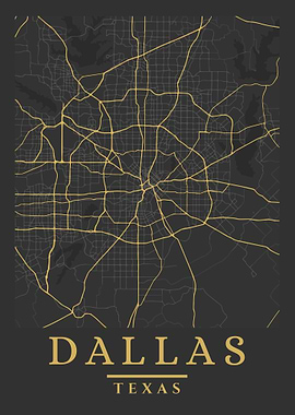 Dallas Texas City Map Art