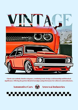 Vintage Cars Illustration