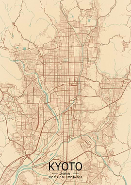 Kyoto Vintage Map