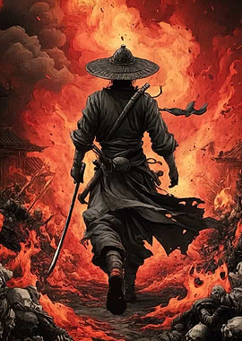 Samurai Flames Japanese
