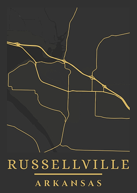 Russellville Arkansas Minimalist Map Art