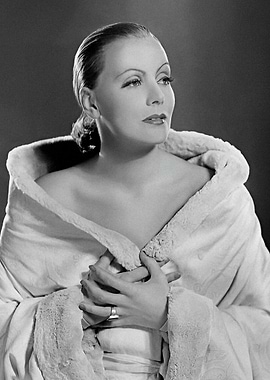 Greta Garbo Portrait in Fur Robe