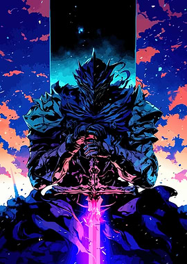 Armored Knight with Glowing Sword