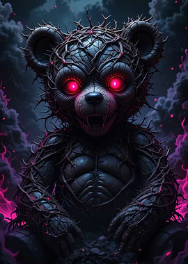 Creepy Teddy Bear with Red Eyes