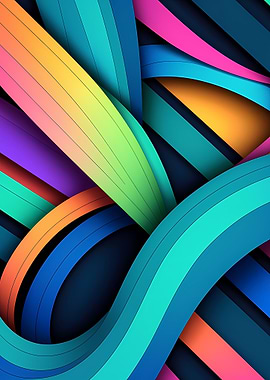 Interwoven Gradient Ribbon Arcs — Vertical 3D Paper-Cut Abstract
