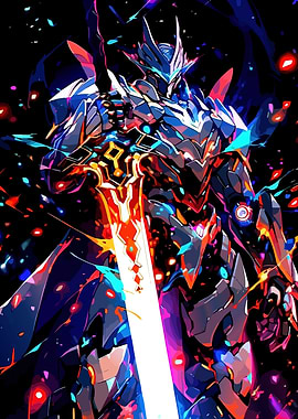 Armored Warrior with Glowing Sword