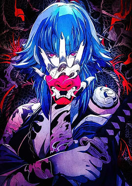 Anime Character with Mask and Dragon