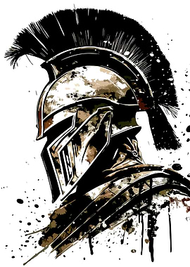 Spartan Warrior Helmet Illustration
