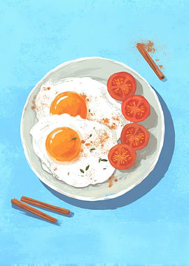 Sunny Side Up Eggs with Tomatoes