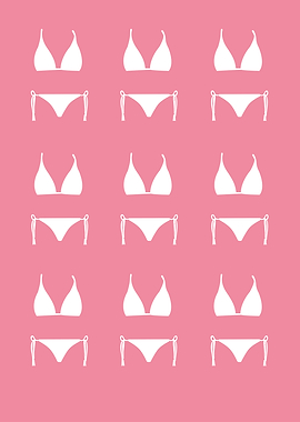 White Bikini Pattern on Pink Background