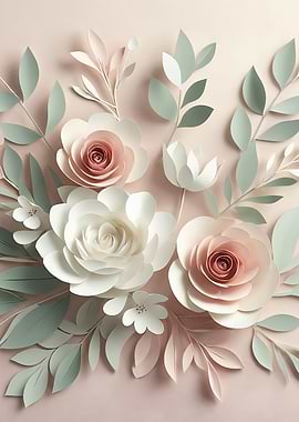 Paper Flowers Arrangement on Pink Background
