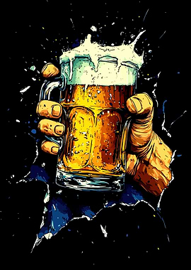 Beer Mug in Hand Illustration