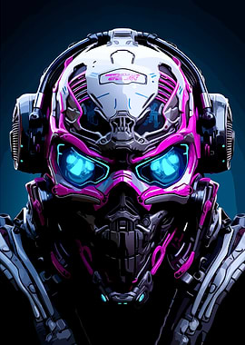 Cyberpunk Robot with Headphones