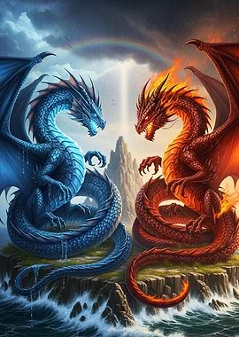Ice and Fire Dragons Confrontation