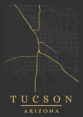Tucson Arizona City Map Art