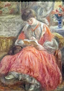 Woman Reading Book, Impressionist Painting