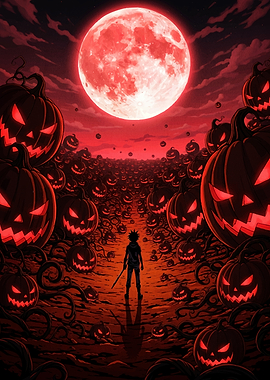 Halloween Night Pumpkin Field
