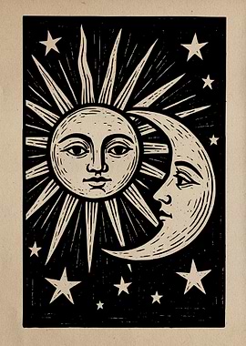 Sun and Moon Celestial Art Print