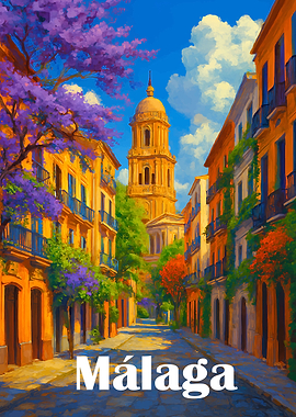 Malaga street view painting