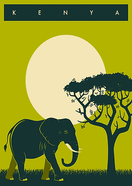 Kenya Safari Elephant Illustration