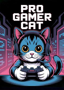 Pro Gamer Cat Illustration