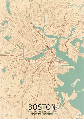 Boston Vintage Map