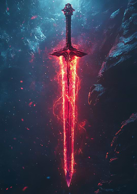 Glowing Red Fantasy Sword