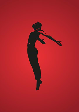 Silhouette of a dancer on red background