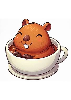 Cute Beaver in a Coffee Cup