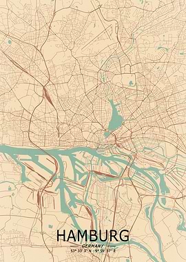 Hamburg Vintage Map