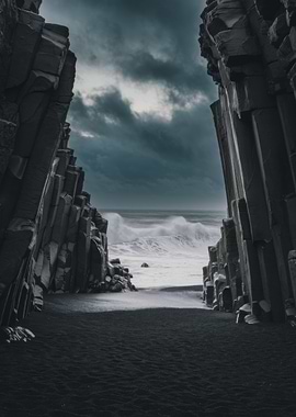 Basalt Columns and Ocean Waves