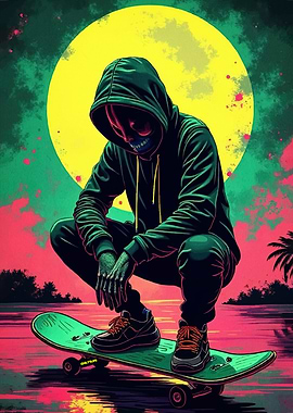 Skateboarder Hoodie Skull Face