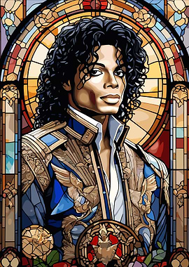 Michael Jackson Stained Glass Portrait