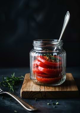 Tomato Slices in Jar Still Life