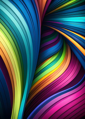 Vertical Swirl of Rainbow Layered Ribbons — 3D Paper-Cut Abstract Flow
