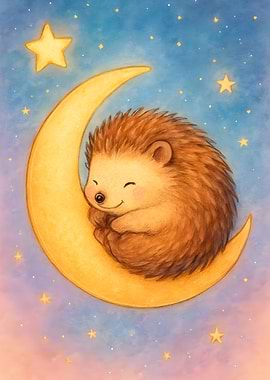 Sleeping Hedgehog on the Moon