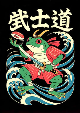Samurai Frog with Sushi